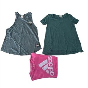 Lot of 3 Womens XS Shirts PINK Victoria’s Secret, Adidas, Old Navy